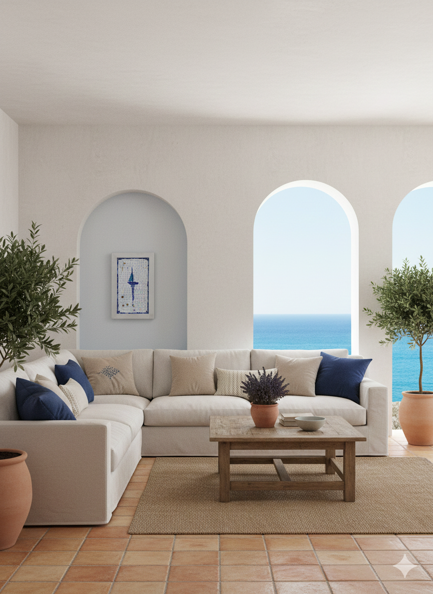 Sailboat Mosaic – Blue Sea Handmade Wall Art