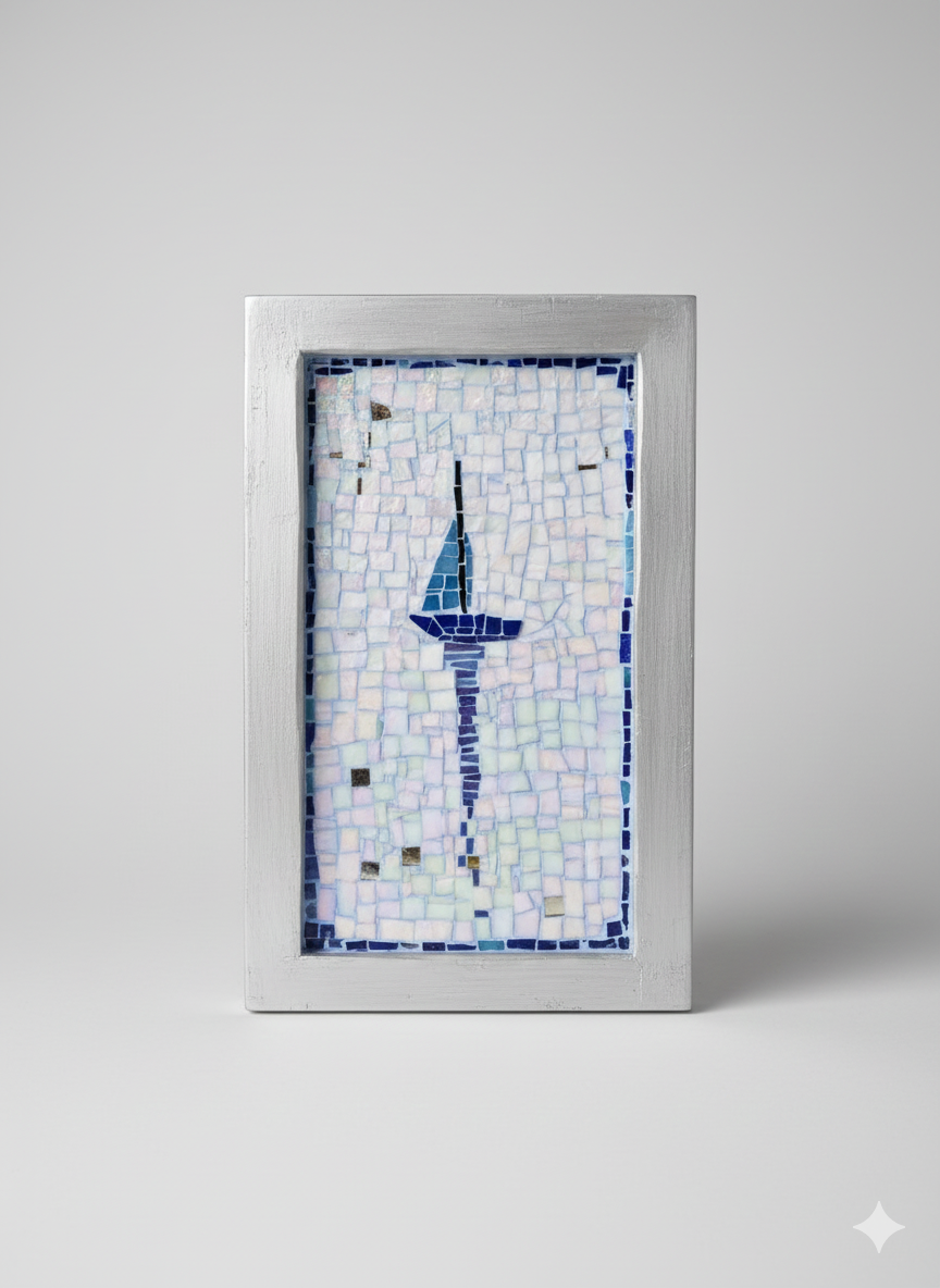 Sailboat Mosaic – Blue Sea Handmade Wall Art