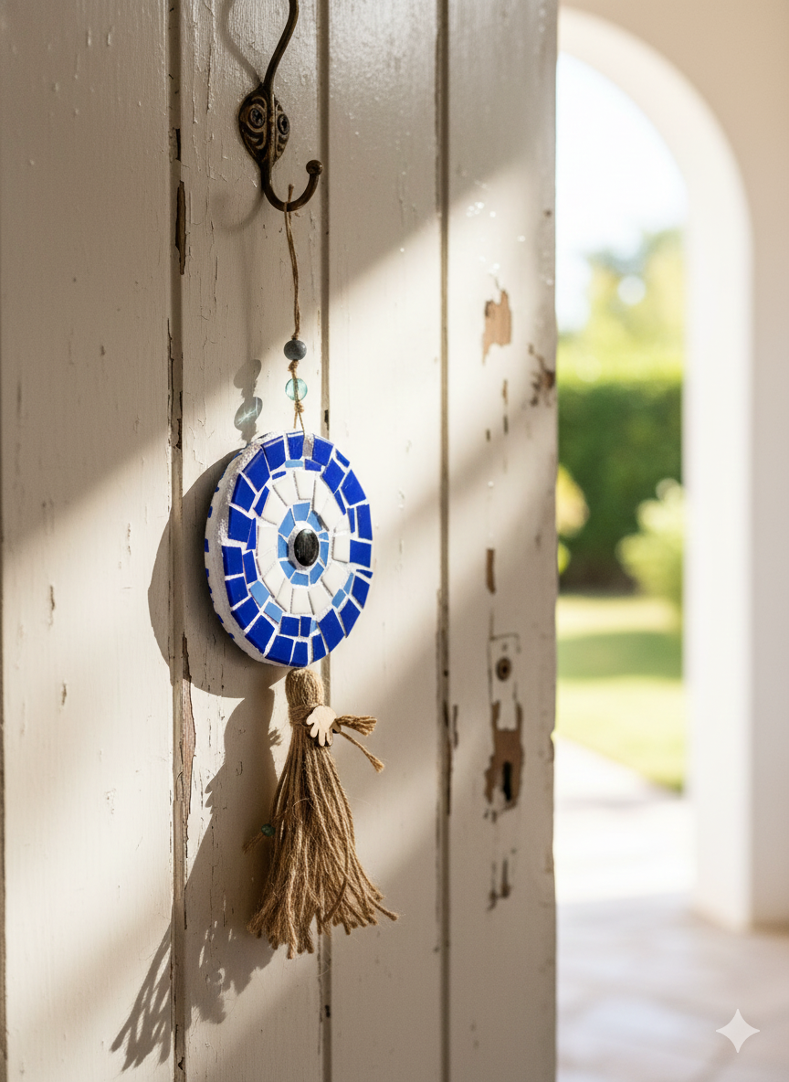Evil Eye Wall Hanging – Handmade Mosaic – 10cm – 34cm