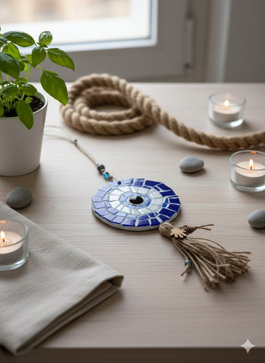 Evil Eye Wall Hanging – Handmade Mosaic – 10cm – 34cm