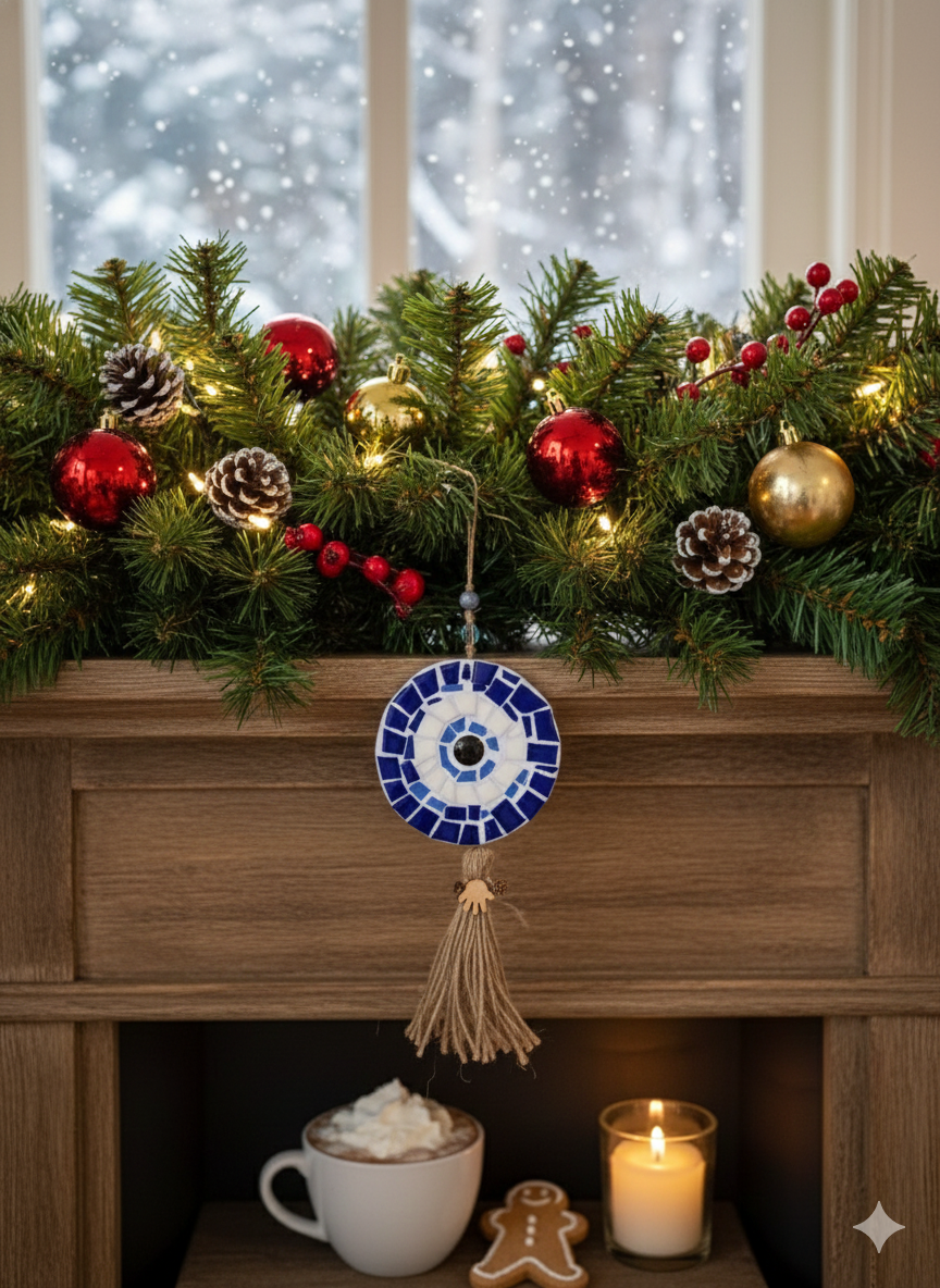 Evil Eye Wall Hanging – Handmade Mosaic – 10cm – 34cm