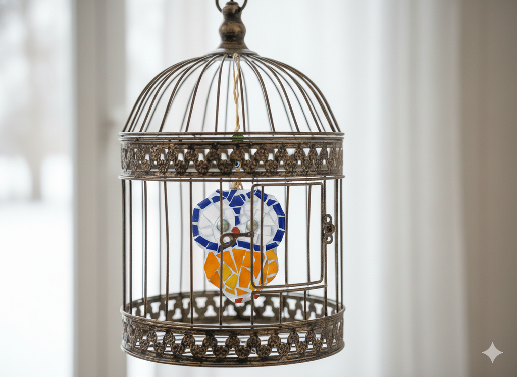 Handmade Mosaic Owl Wall Hanging - Good Luck Charm