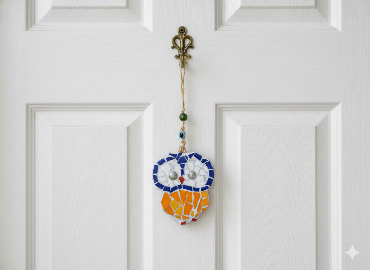 Handmade Mosaic Owl Wall Hanging - Good Luck Charm