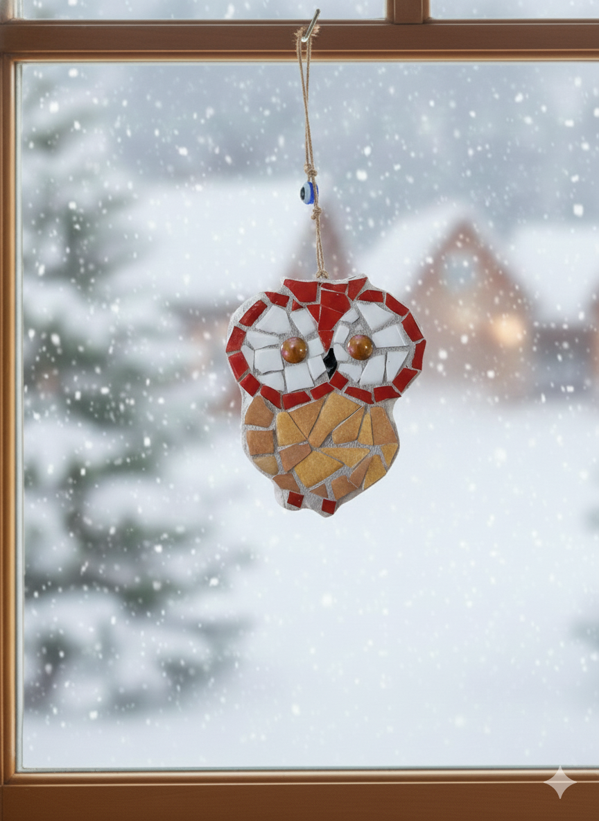 Handmade Mosaic Owl Wall Hanging - Good Luck Charm