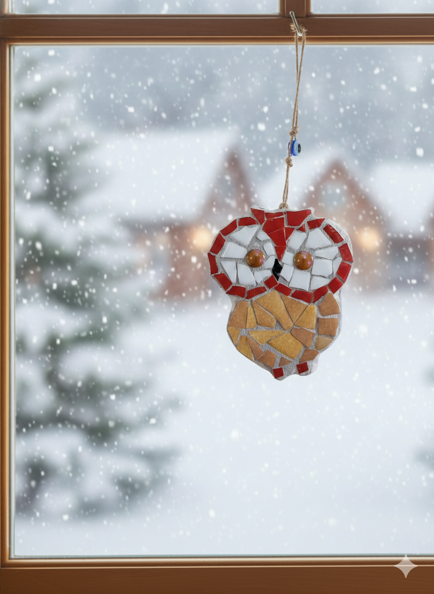 Handmade Mosaic Owl Wall Hanging - Good Luck Charm