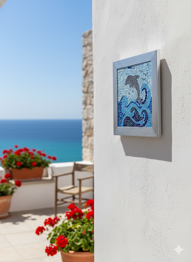 Handmade Glass Mosaic Wall Art - Dolphin