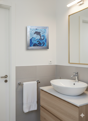 Handmade Glass Mosaic Wall Art - Dolphin