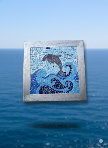 Handmade Glass Mosaic Wall Art - Dolphin