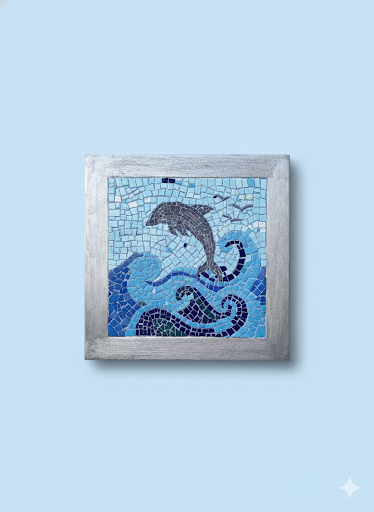 Handmade Glass Mosaic Wall Art - Dolphin