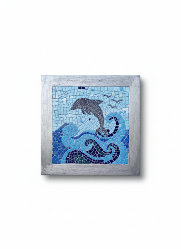 Handmade Glass Mosaic Wall Art - Dolphin
