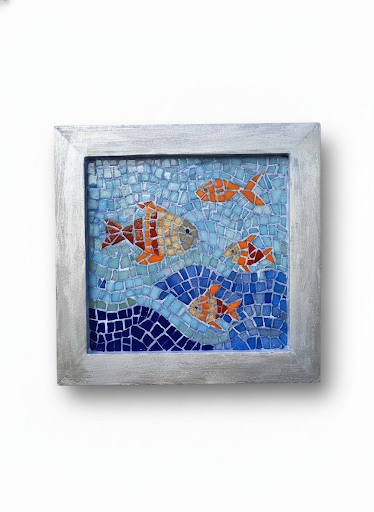 Handmade Glass Mosaic Wall Art - Mediterranean Fish