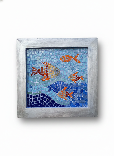 Handmade Glass Mosaic Wall Art - Mediterranean Fish