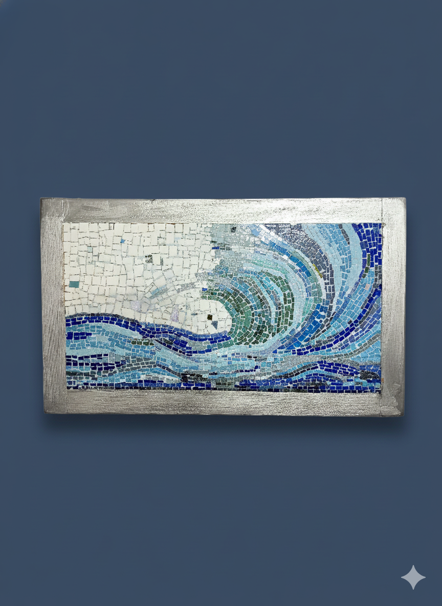 Ocean Wave Mosaic Wall Art - Handcrafted Mediterranean Seascape