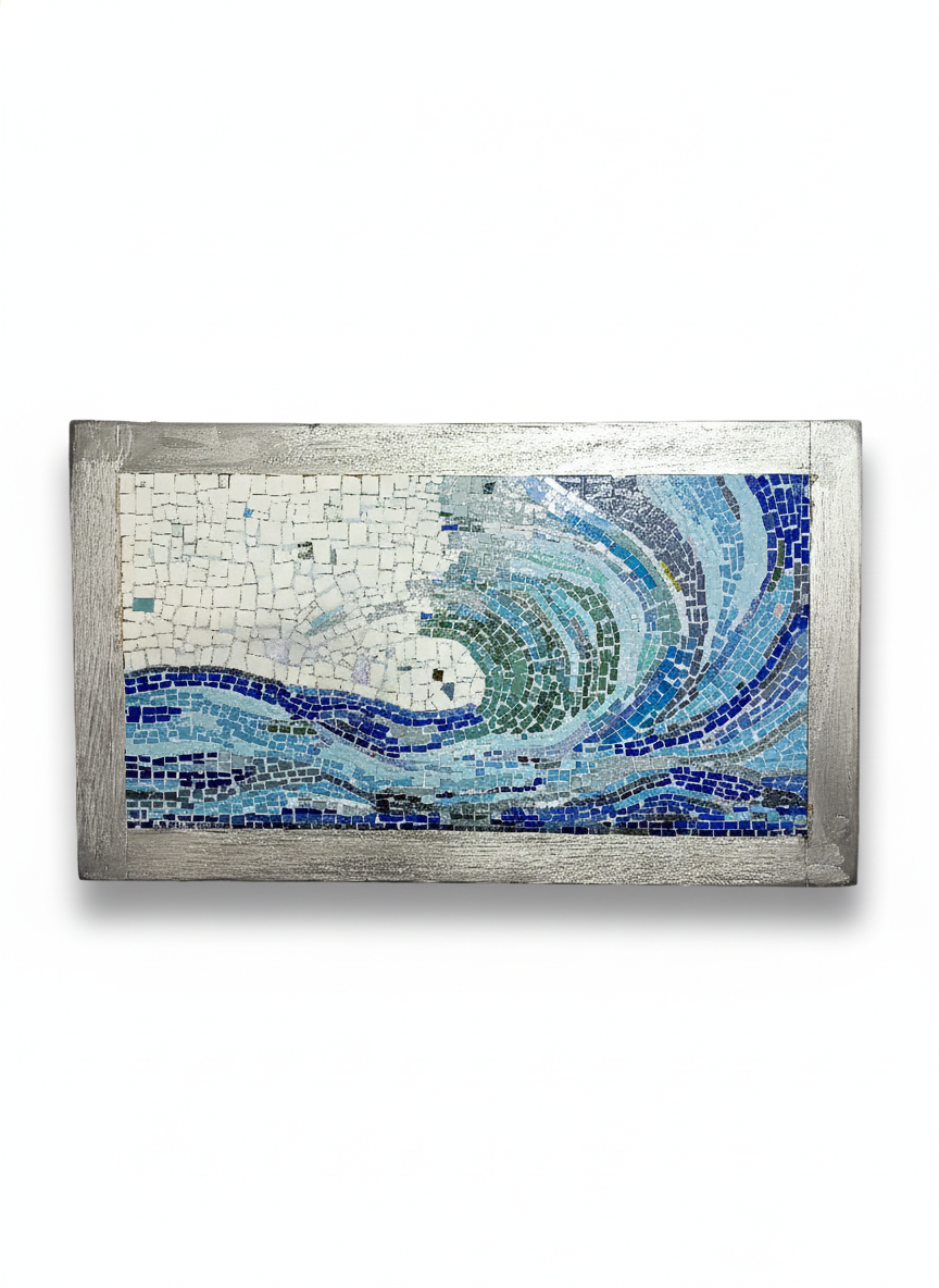 Ocean Wave Mosaic Wall Art - Handcrafted Mediterranean Seascape
