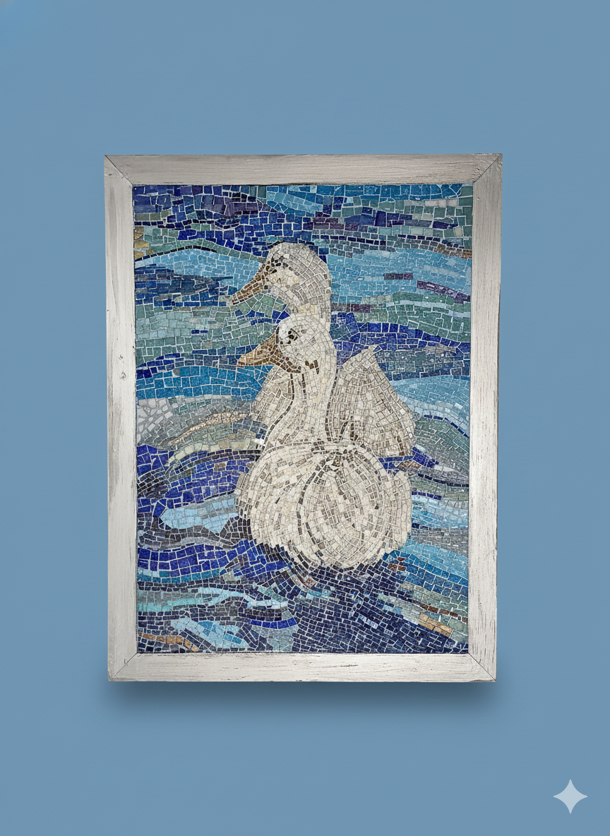 Ducks Mosaic Wall Art - Handcrafted Mediterranean Wildlife Scene