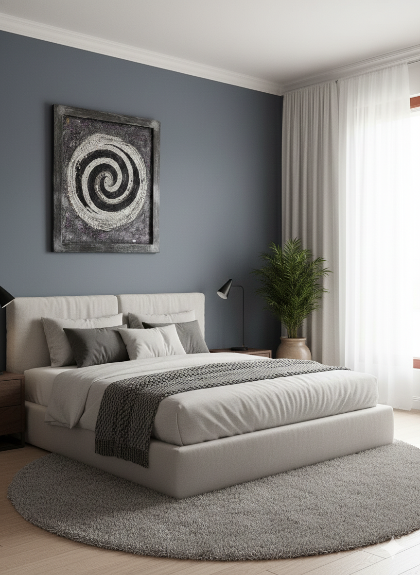 Eternal Spiral Mosaic Wall Art - Handcrafted with Silver Leaf Accents