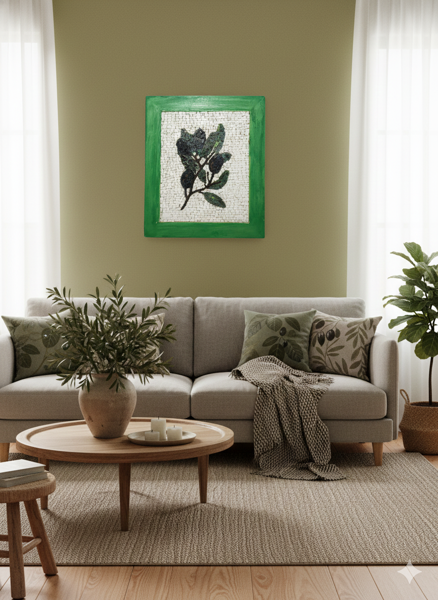 Handmade Olive Branch Mosaic - Traditional Greek Art