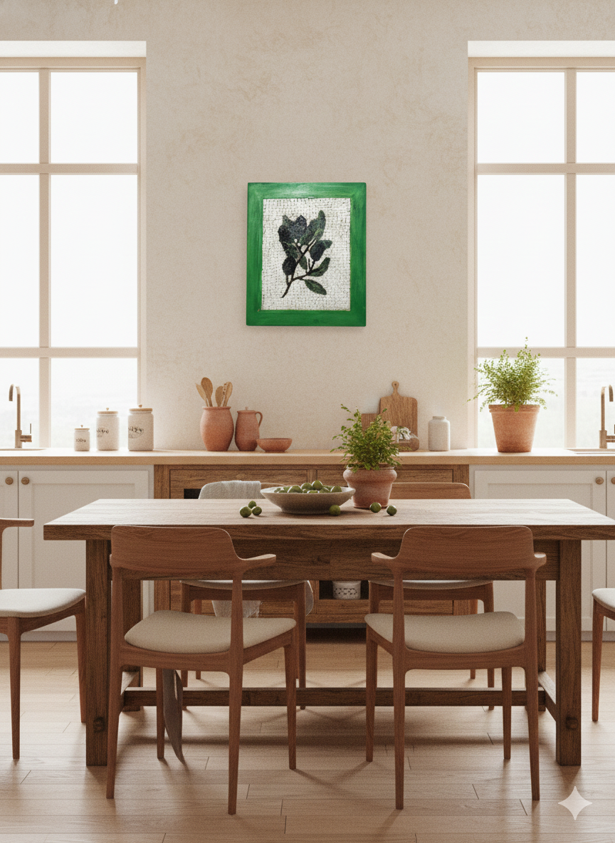 Handmade Olive Branch Mosaic - Traditional Greek Art