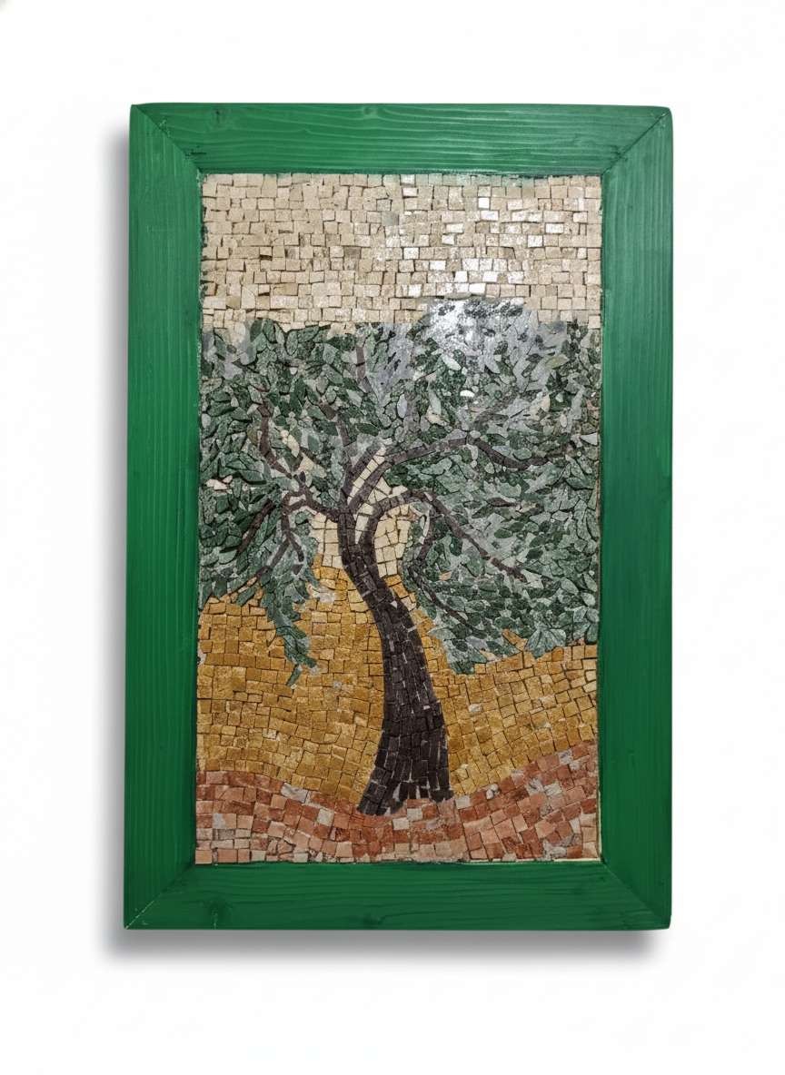 Handmade Olive Tree Mosaic - Traditional Greek Art".