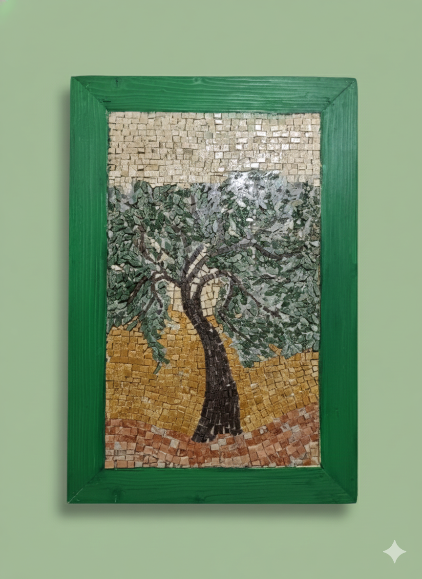 Handmade Olive Tree Mosaic - Traditional Greek Art".