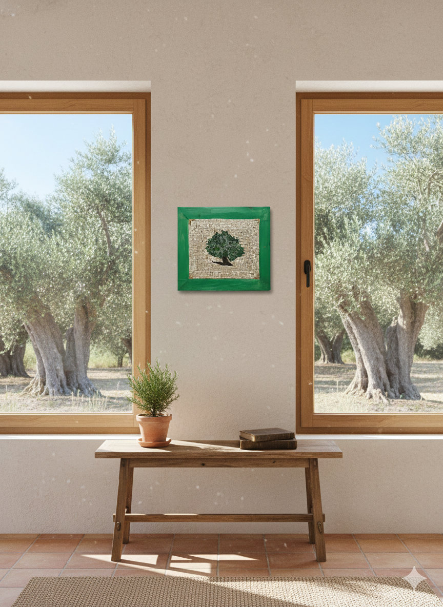 Handmade Olive Tree Mosaic - Traditional Greek Art