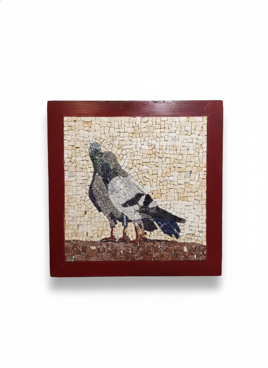 Pigeon Mosaic Wall Art - Handcrafted Mediterranean Bird