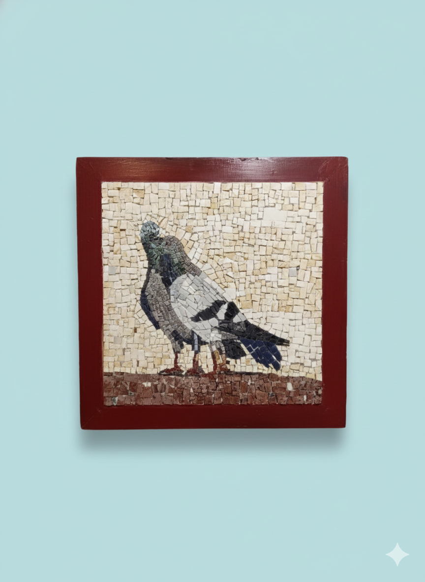 Pigeon Mosaic Wall Art - Handcrafted Mediterranean Bird