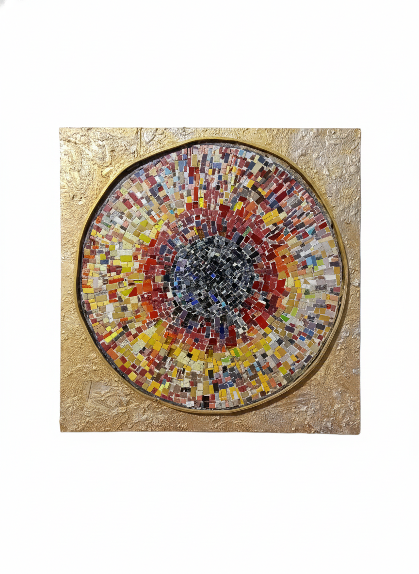 Radiant Burst Mosaic Wall Art - Handcrafted Circular Masterpiece