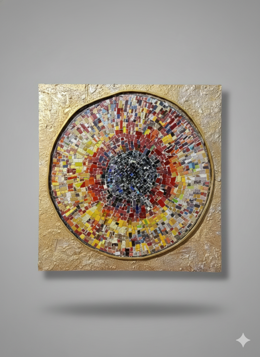 Radiant Burst Mosaic Wall Art - Handcrafted Circular Masterpiece