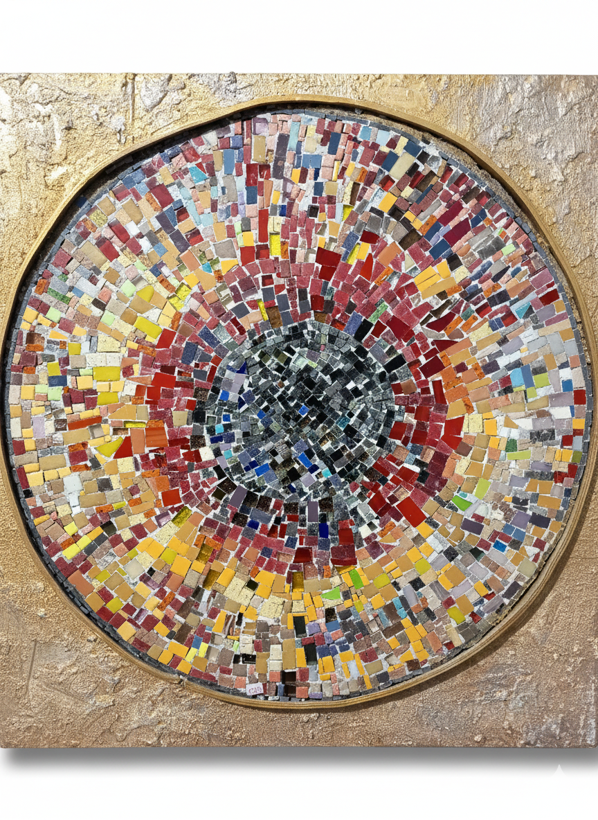 Radiant Burst Mosaic Wall Art - Handcrafted Circular Masterpiece