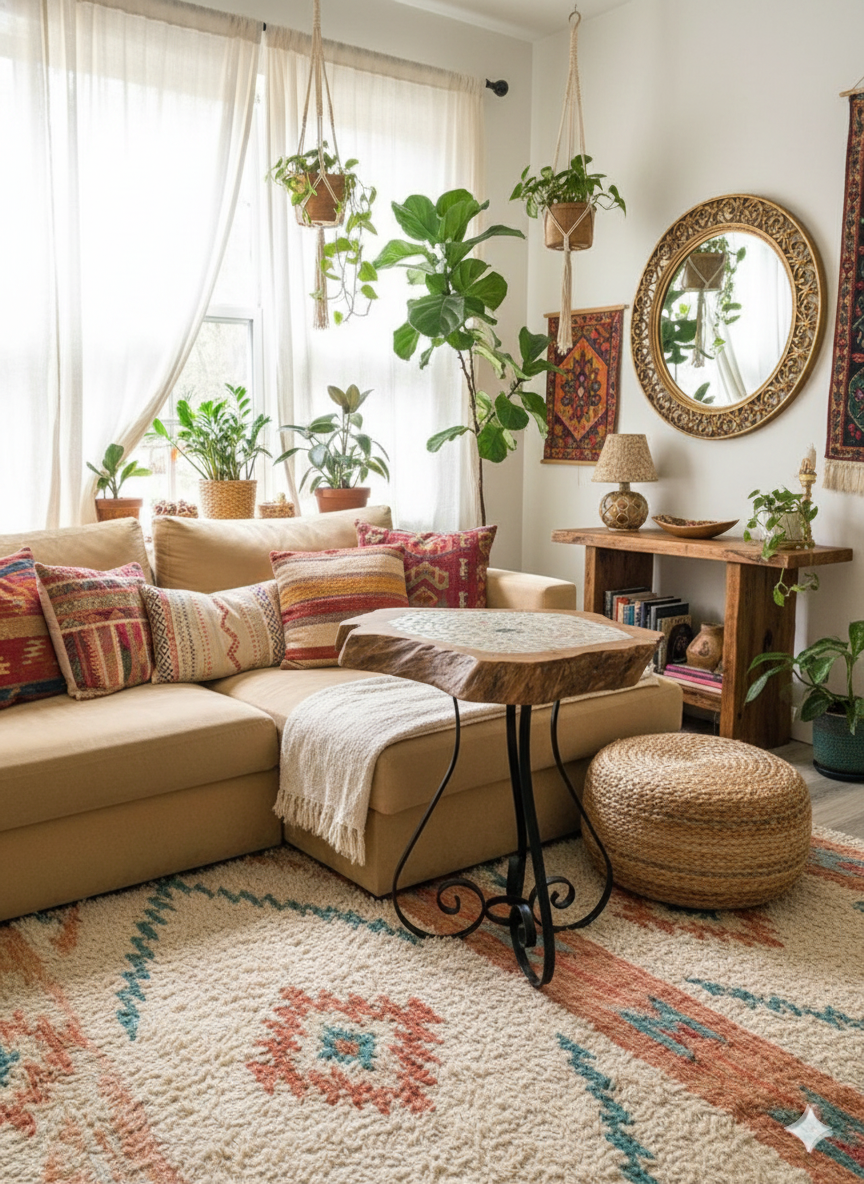 Handmade Mosaic Table – Olive Wood & Wrought Iron – Glass Mosaic Art – 38x30cm – Rustic Mediterranean Decor