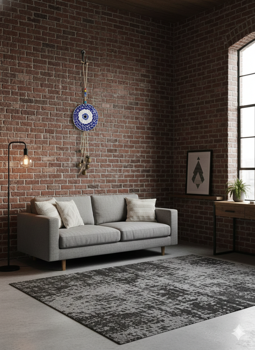 Evil Eye Wall Hanging – Handmade Mosaic – Blue & White – 15cm – 56cm