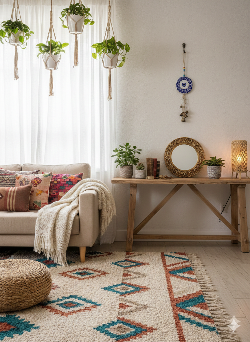 Evil Eye Wall Hanging – Handmade Mosaic – Blue & White – 15cm – 56cm