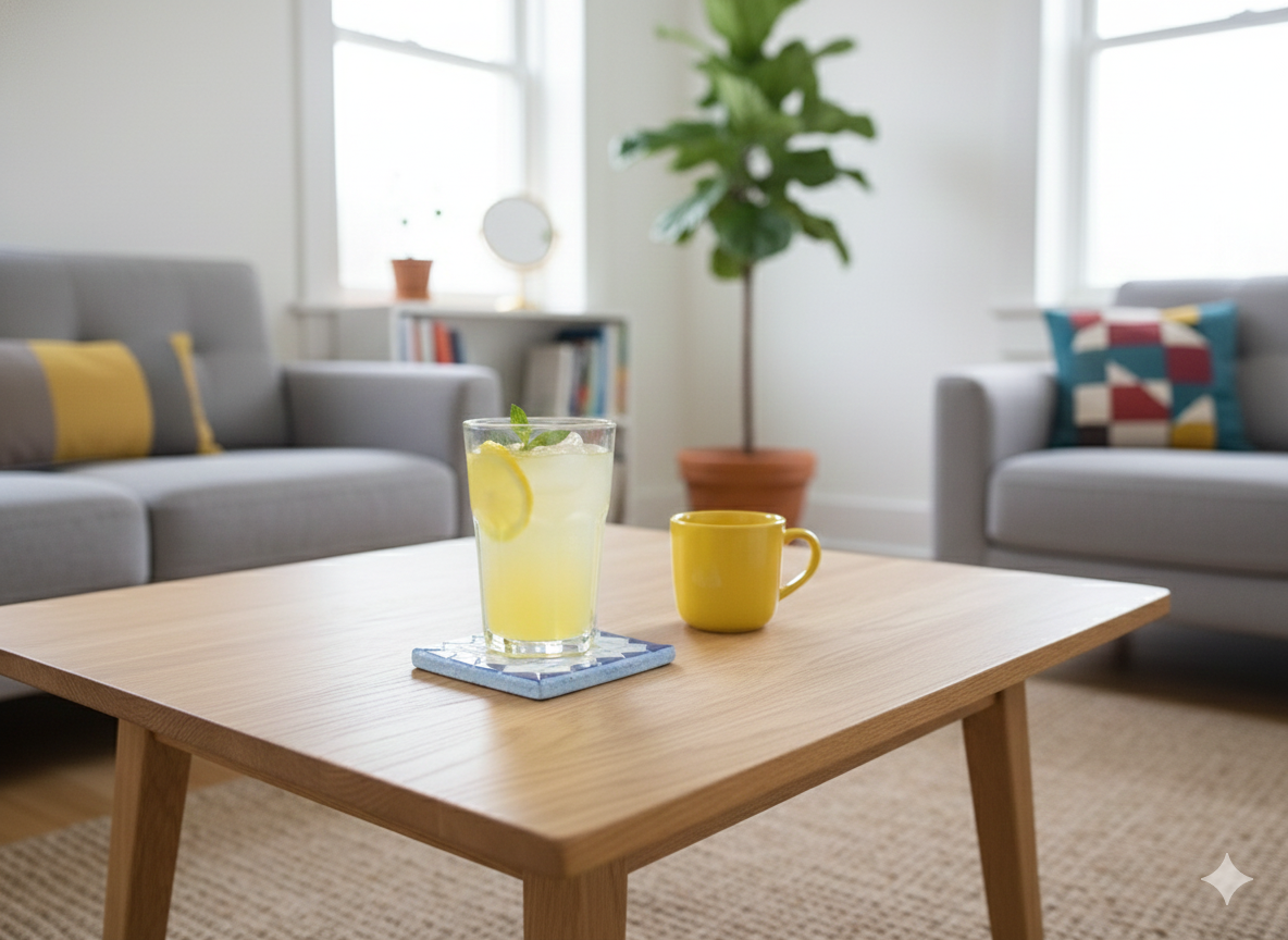 Glass Mosaic Coaster - Blue & White Pattern