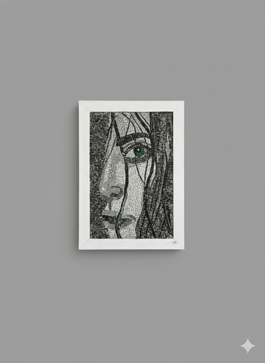 The girl with the green eye handmade mosaic art
