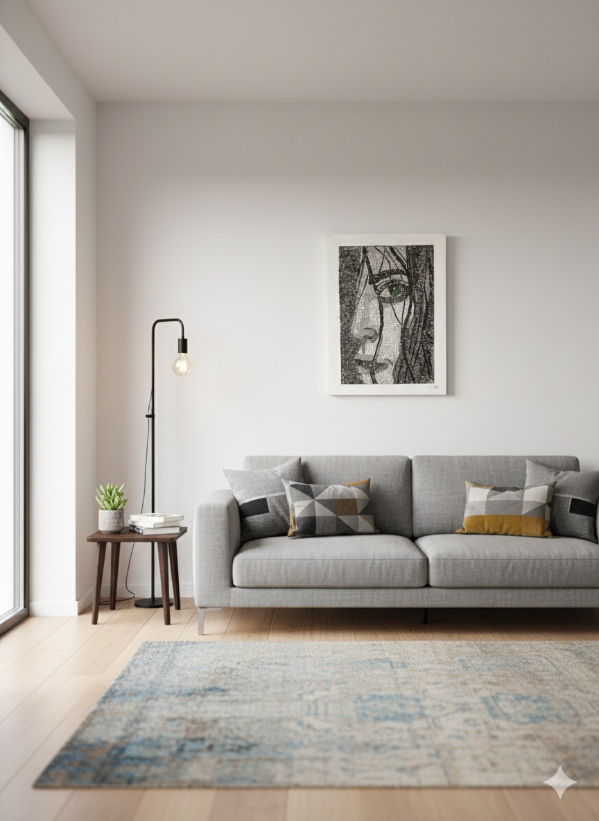 The girl with the green eye handmade mosaic art