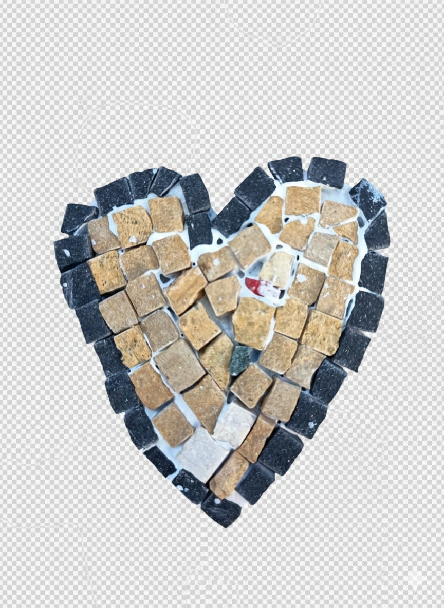 Handmade beige heart with black border